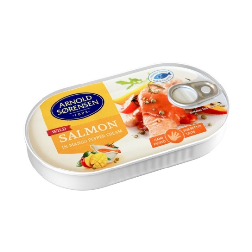 Case of 36 x 200g Arnold Sorensen Salmon in Mango with Pepper Cream cans – wholesale NZ