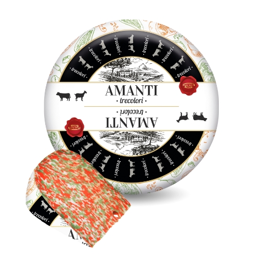 Amanti Trecolori Cheese 100 g – Dutch cheese with basil, tomato, and paprika