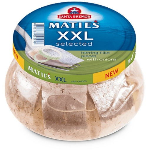 Case of 6 x 260g Santa Bremor Herring Fillets with Onions in Glass Jar – wholesale NZ